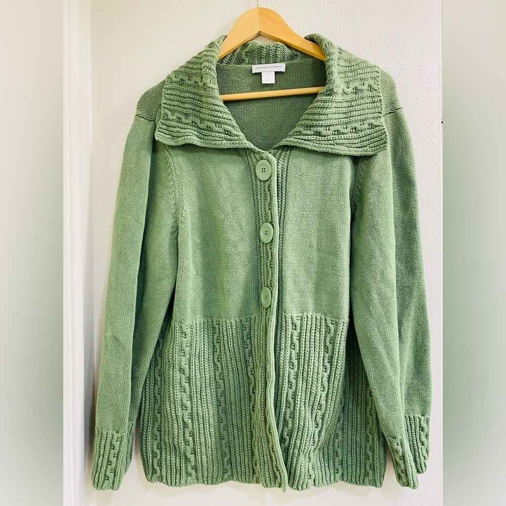 Vintage Christopher & Banks Sage Knit Cardigan Size XL